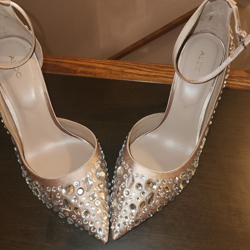 Aldo- Pink Satin Crystal heel